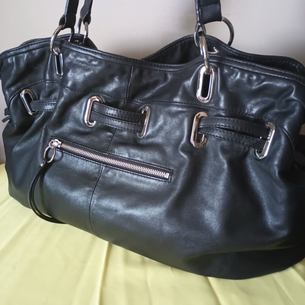 Couture Donald J. Pliner Handbag Hobo Bohemian Big Bag Black Tassles Large NWOT